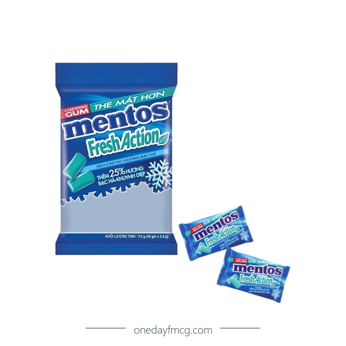 Mentos Fresh Action Chewing Gum Mint 112g (2.8g x 40 pieces) x 45 bags